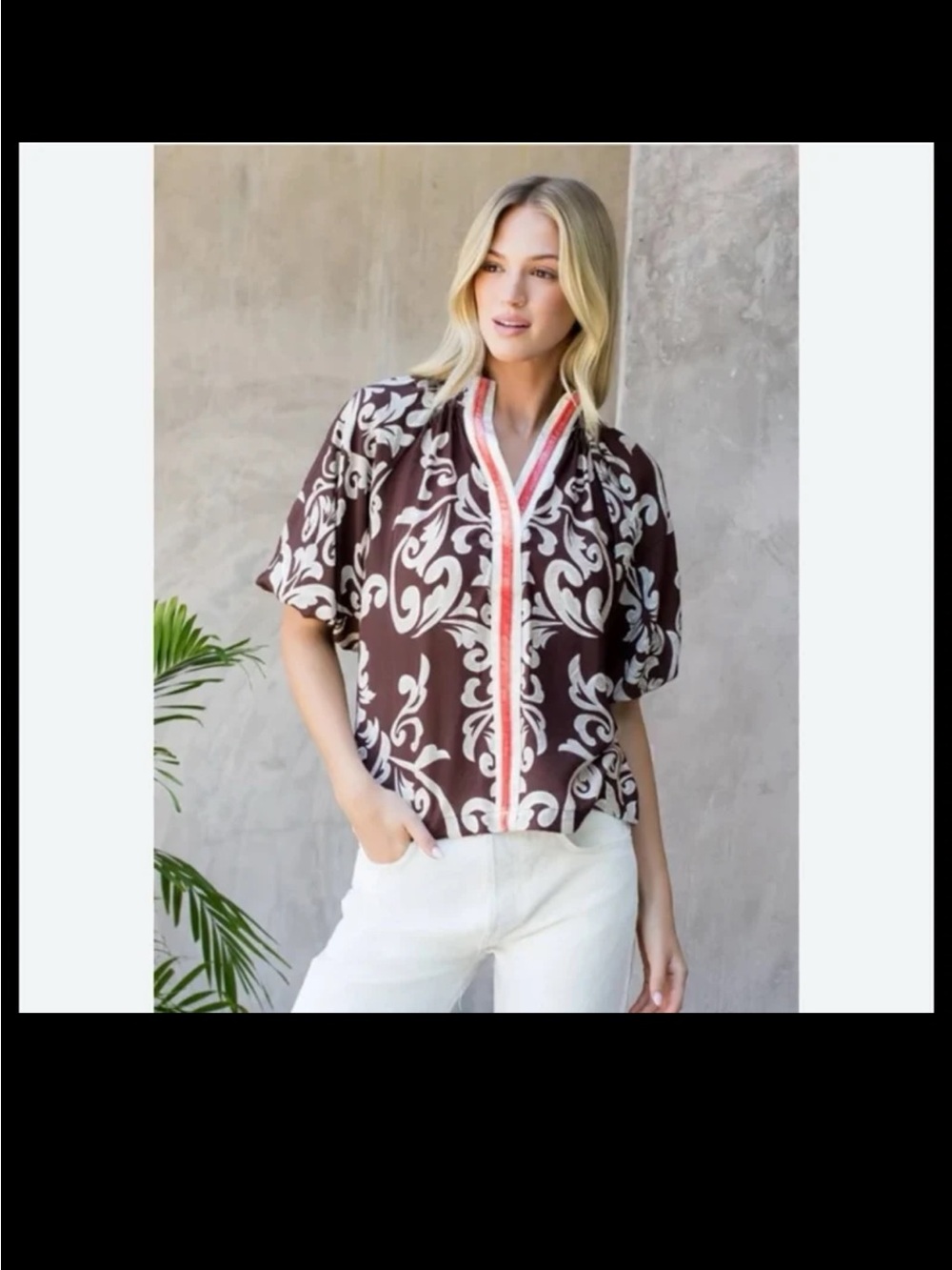 THML Bryant Top in Brown Paisley Size Small